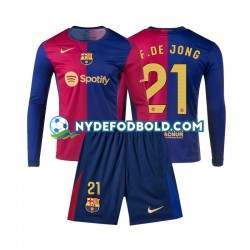 Hjemmebane Trøje FC Barcelona Frenkie de Jong 21 2024-2025 L/Æ Børn(+Shorts)