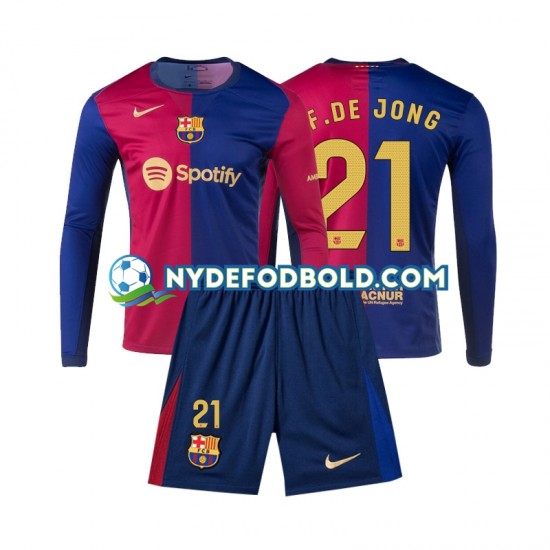 Hjemmebane Trøje FC Barcelona Frenkie de Jong 21 2024-2025 L/Æ Børn(+Shorts)