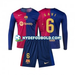 Hjemmebane Trøje FC Barcelona Gavi 6 2024-2025 L/Æ Børn(+Shorts)