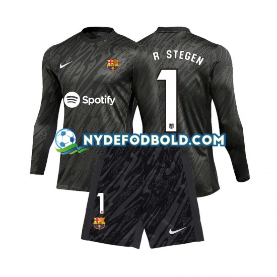 3. Valg Trøje FC Barcelona Målmand Ter Stegen 1 2024-2025 L/Æ Børn(+Shorts)