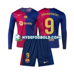 Hjemmebane Trøje FC Barcelona Lewandowski 9 2024-2025 L/Æ Børn(+Shorts)