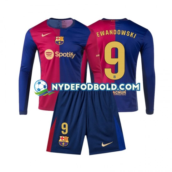Hjemmebane Trøje FC Barcelona Lewandowski 9 2024-2025 L/Æ Børn(+Shorts)