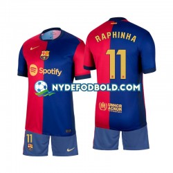Hjemmebane Trøje FC Barcelona Raphinha 11 2024-2025 K/Æ Børn(+Shorts)