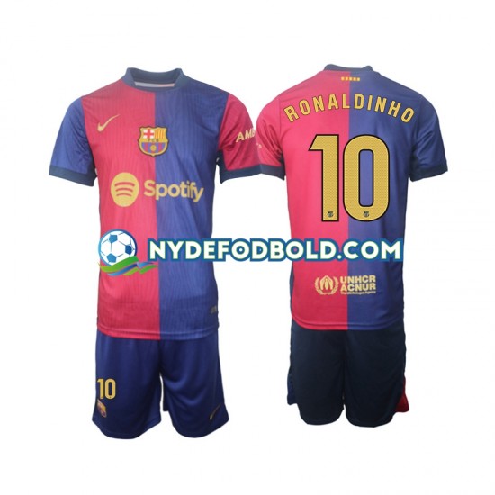 Hjemmebane Trøje FC Barcelona Ronaldinho 10 2024-2025 L/Æ Børn(+Shorts)
