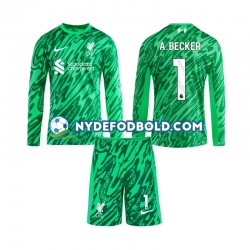 Udebane Trøje Liverpool Målmand Alisson Becker 1 2024-2025 L/Æ Børn(+Shorts)