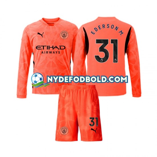 Udebane Trøje Manchester City Målmand Ederson Moraes 31 2024-2025 L/Æ Børn(+Shorts)