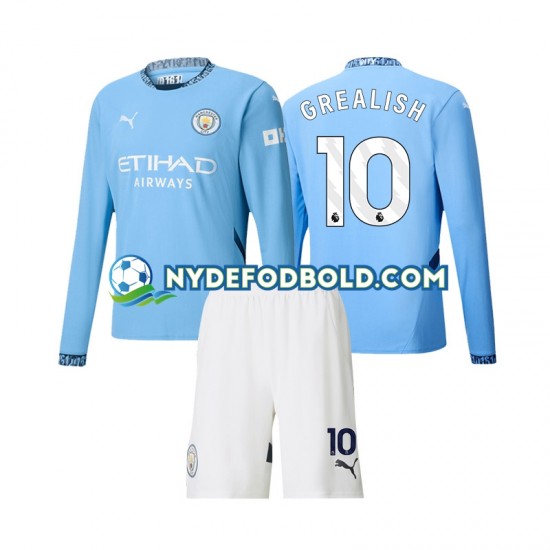Hjemmebane Trøje Manchester City Jack Grealish 10 2024-2025 L/Æ Børn(+Shorts)