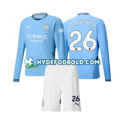 Hjemmebane Trøje Manchester City Savinho 26 2024-2025 L/Æ Børn(+Shorts)