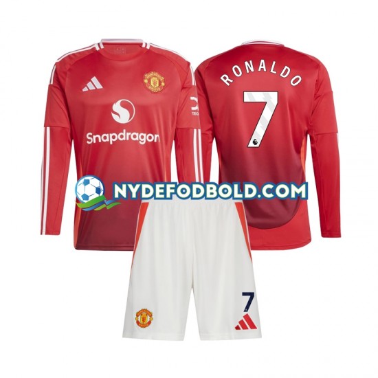 Hjemmebane Trøje Manchester United Cristiano Ronaldo 7 2024-2025 L/Æ Børn(+Shorts)