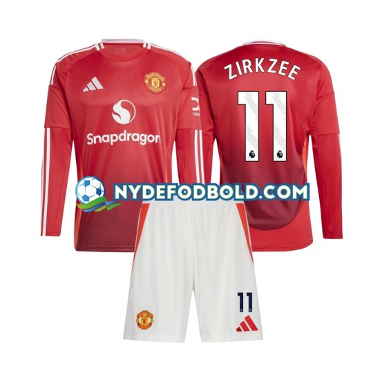 Hjemmebane Trøje Manchester United Joshua Zirkzee 11 2024-2025 L/Æ Børn(+Shorts)