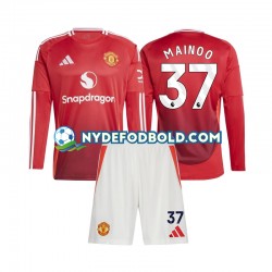 Hjemmebane Trøje Manchester United Kobbie Mainoo 37 2024-2025 L/Æ Børn(+Shorts)