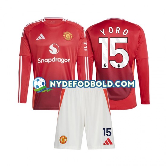 Hjemmebane Trøje Manchester United Leny Yoro 15 2024-2025 L/Æ Børn(+Shorts)