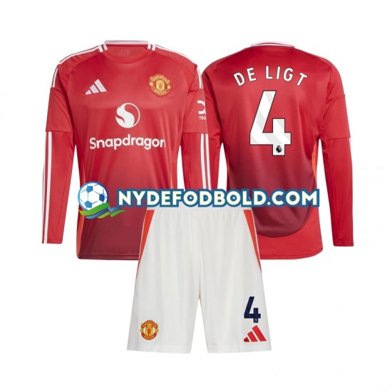 Hjemmebane Trøje Manchester United Matthijs de Ligt 4 2024-2025 L/Æ Børn(+Shorts)