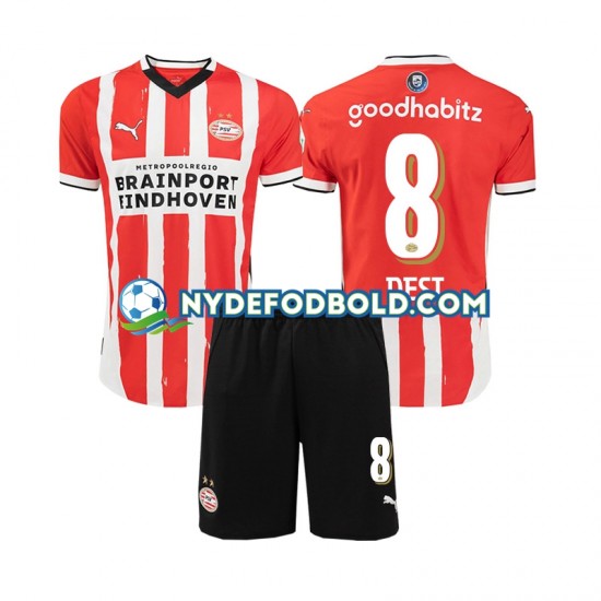 Hjemmebane Trøje PSV Eindhoven Sergino Dest 8 2024-2025 K/Æ Børn(+Shorts)