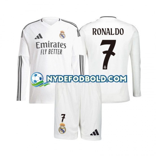 Hjemmebane Trøje Real Madrid Cristiano Ronaldo 7 2024-2025 L/Æ Børn(+Shorts)