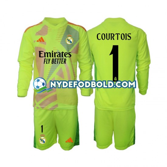 4. Valg Trøje Real Madrid Målmand COURTOIS 1 2024-2025 L/Æ Børn(+Shorts)