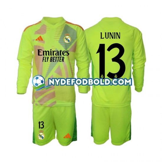 4. Valg Trøje Real Madrid Målmand Lunin 13 2024-2025 L/Æ Børn(+Shorts)