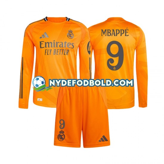 Udebane Trøje Real Madrid Kylian Mbappe 9 2024-2025 L/Æ Børn(+Shorts)