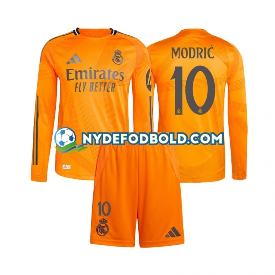 Udebane Trøje Real Madrid Luka Modric 10 2024-2025 L/Æ Børn(+Shorts)