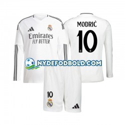 Hjemmebane Trøje Real Madrid Luka Modric 10 2024-2025 L/Æ Børn(+Shorts)