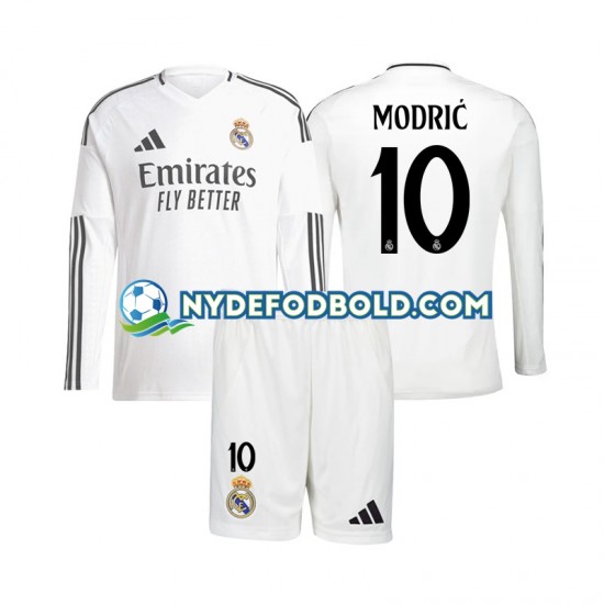 Hjemmebane Trøje Real Madrid Luka Modric 10 2024-2025 L/Æ Børn(+Shorts)